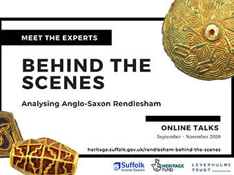 flyer for Behind the Scenes online talks with some gold objects