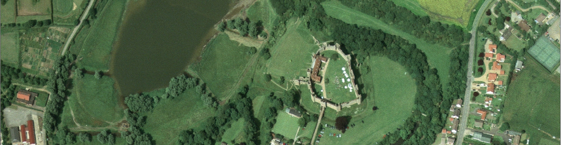 aerial photo of Framlingham Castle and landscape