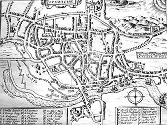 a historic map of Ipswich
