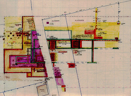 hand drawn plan of roman villa