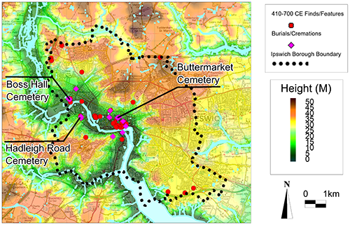 map of saxon sites ipswich