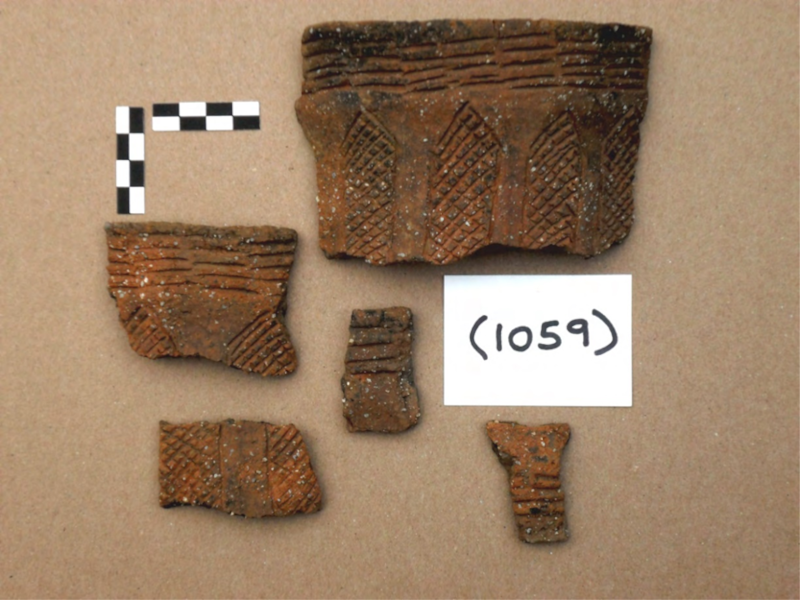 fragments of decorated pottery