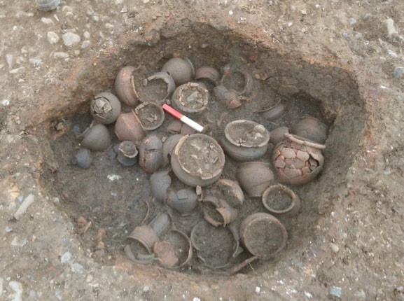 many pots in excavated kiln