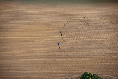 aerial photograph of volunteer detectorists conducting survey