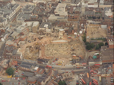 an aerial photo of excavations