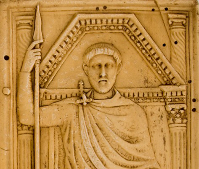 a carving of a roman general